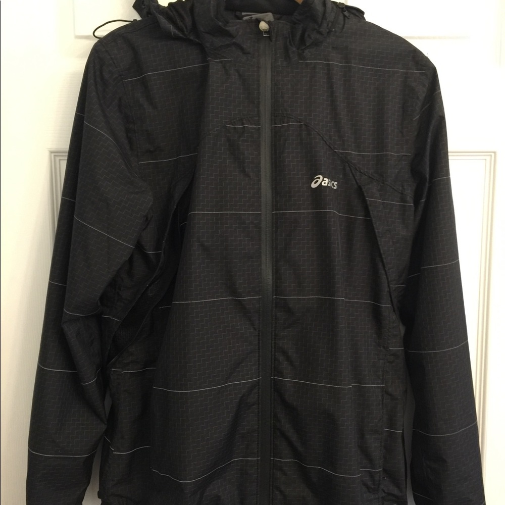 ASICS Black hooded windbreaker/warm jacket Medium